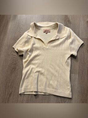 Romeo Romeo Cream Knit Polo Top